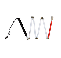 52" Folding Graphite Mobility Cane, White/Red Reflective Tape