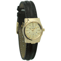 Braille Womens Watch -Gold Tone, Leather Band