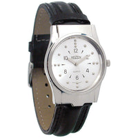 Mens Braille Watch -Chrome, Leather Band