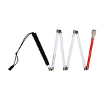 56" Folding Graphite Mobility Cane, White/Red Reflective Tape